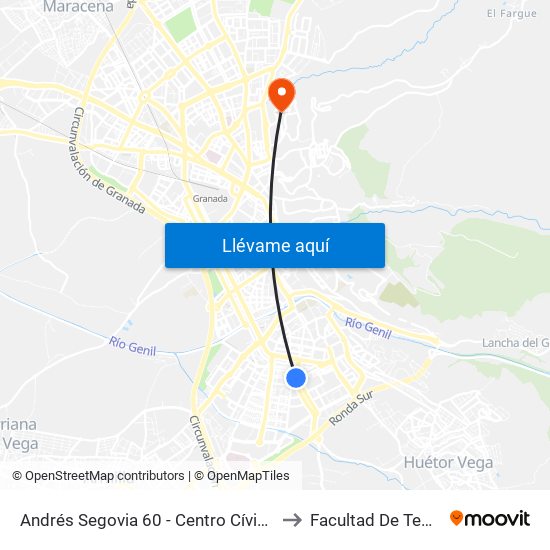 Andrés Segovia 60 - Centro Cívico Zaidín to Facultad De Teología map