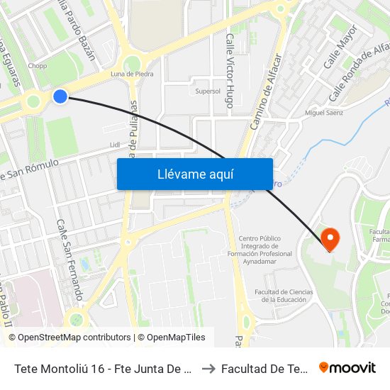 Tete Montoliú 16 - Fte Junta De Andalucía to Facultad De Teología map