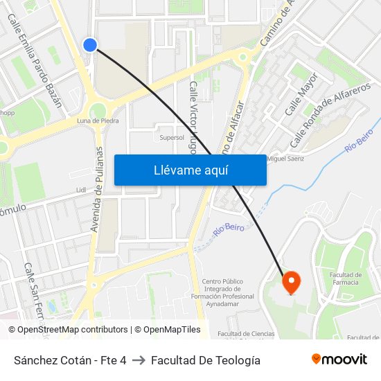 Sánchez Cotán - Fte 4 to Facultad De Teología map
