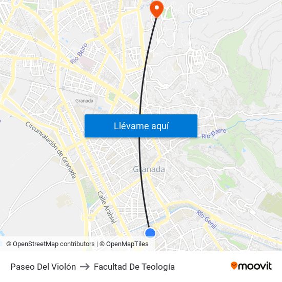 Paseo Del Violón to Facultad De Teología map