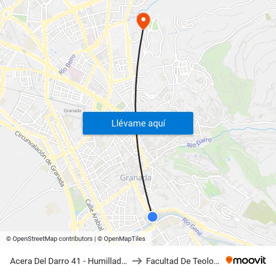 Acera Del Darro 41 - Humilladero to Facultad De Teología map