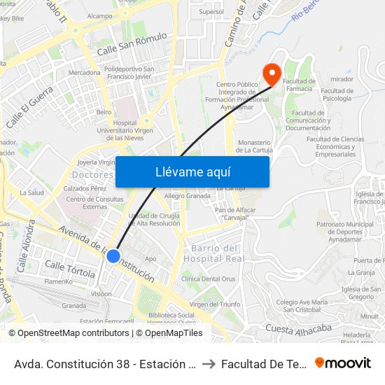 Avda. Constitución 38 - Estación Ferrocarril to Facultad De Teología map