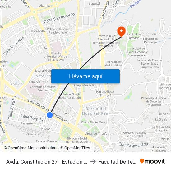 Avda. Constitución 27 - Estación Ferrocarril to Facultad De Teología map