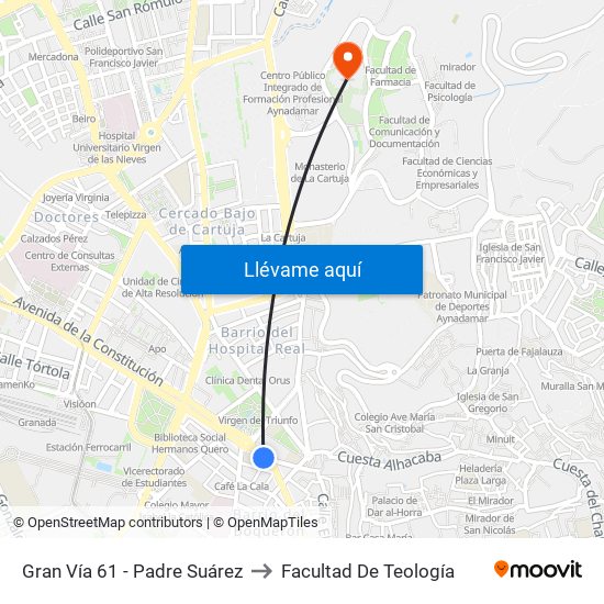 Gran Vía 61 - Padre Suárez to Facultad De Teología map