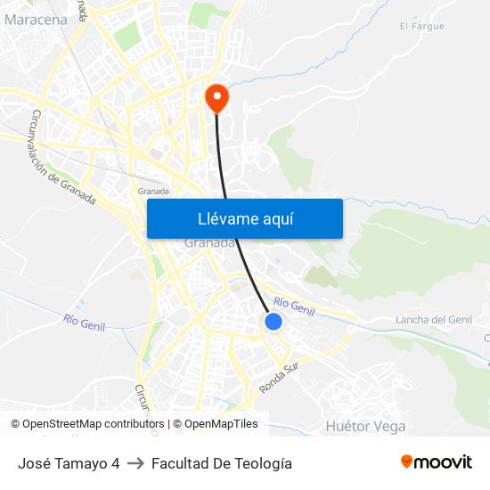 José Tamayo 4 to Facultad De Teología map