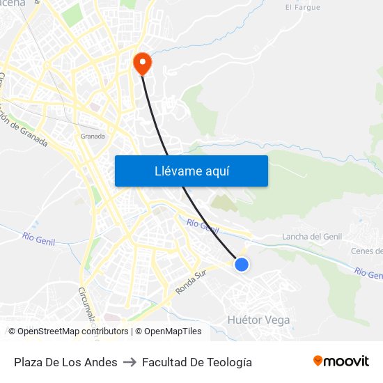 Plaza De Los Andes to Facultad De Teología map