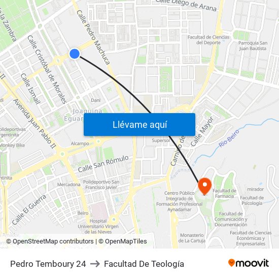 Pedro Temboury 24 to Facultad De Teología map