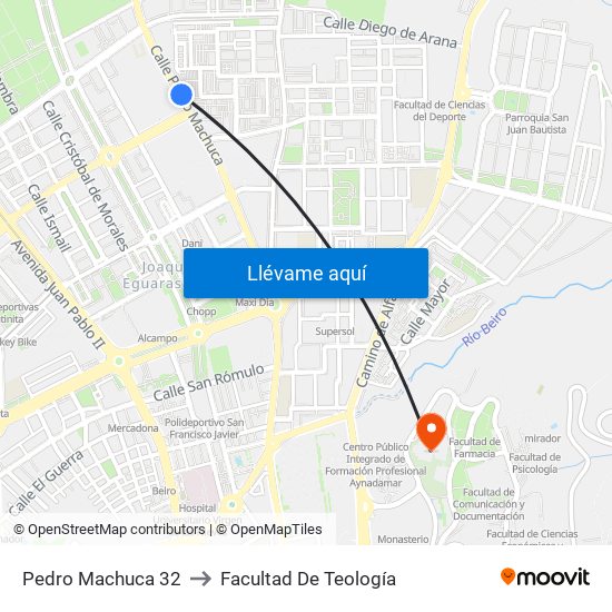 Pedro Machuca 32 to Facultad De Teología map