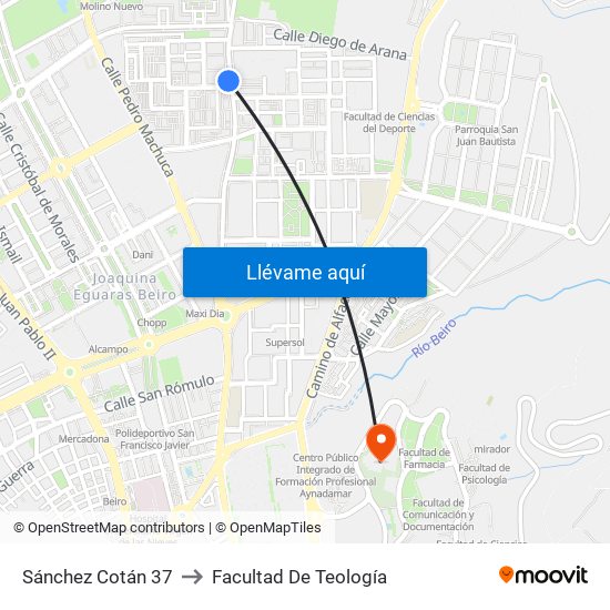 Sánchez Cotán 37 to Facultad De Teología map