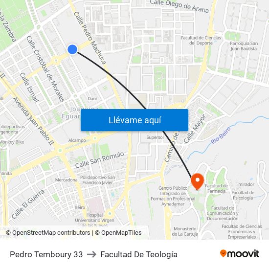 Pedro Temboury 33 to Facultad De Teología map