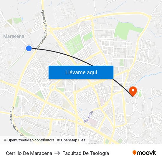 Cerrillo De Maracena to Facultad De Teología map