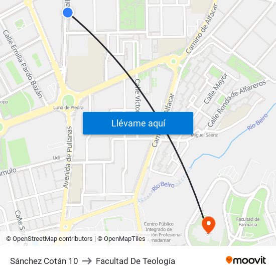 Sánchez Cotán 10 to Facultad De Teología map