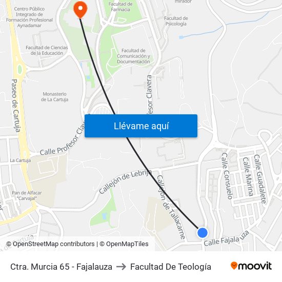 Ctra. Murcia 65 - Fajalauza to Facultad De Teología map