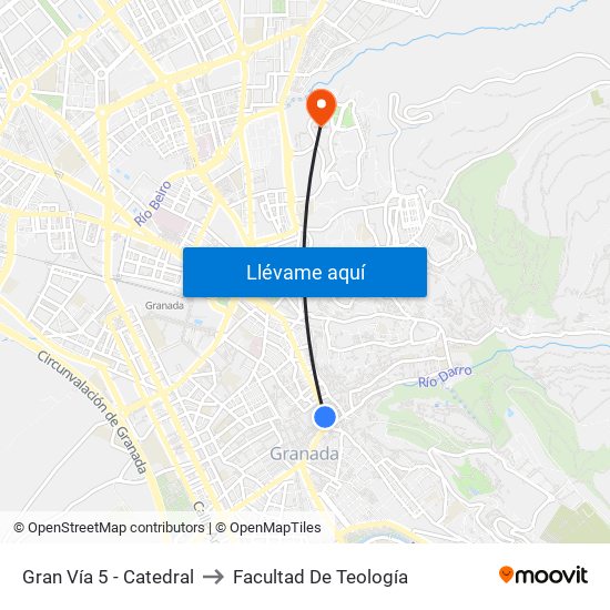 Gran Vía 5 - Catedral to Facultad De Teología map