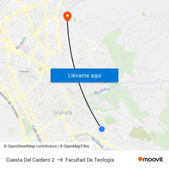 Cuesta Del Caidero 2 to Facultad De Teología map