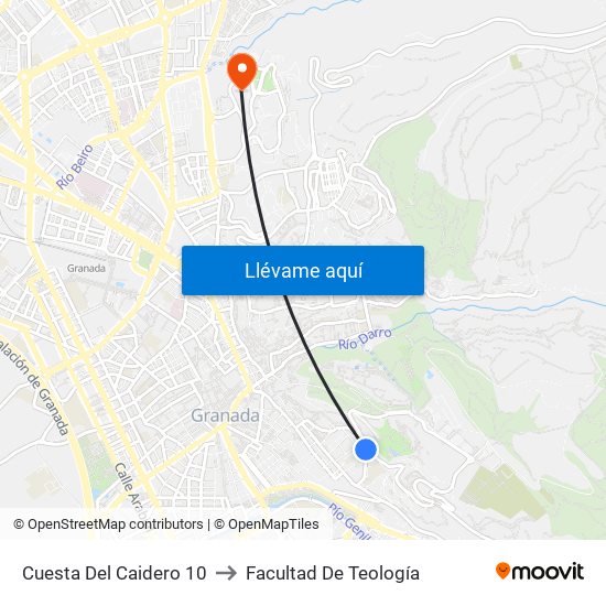 Cuesta Del Caidero 10 to Facultad De Teología map