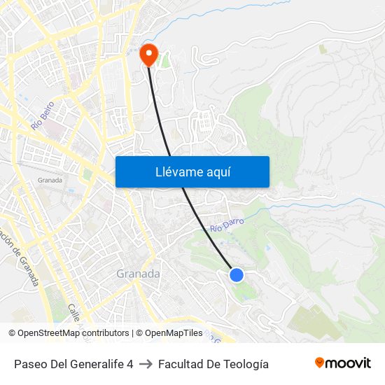 Paseo Del Generalife 4 to Facultad De Teología map