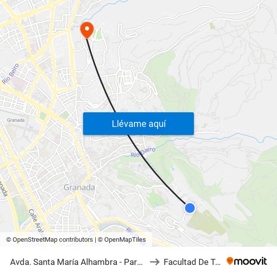 Avda. Santa María Alhambra - Parking Generalife to Facultad De Teología map
