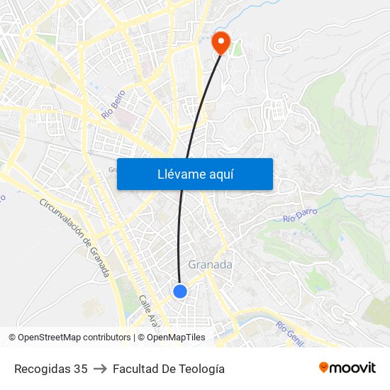 Recogidas 35 to Facultad De Teología map