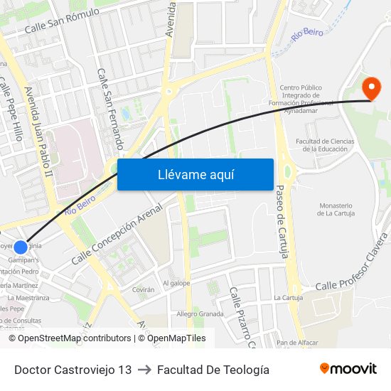 Doctor Castroviejo 13 to Facultad De Teología map