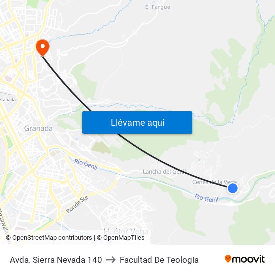 Avda. Sierra Nevada 140 to Facultad De Teología map