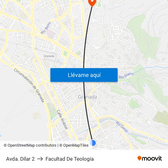 Avda. Dílar 2 to Facultad De Teología map