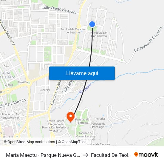 María Maeztu - Parque Nueva Granada to Facultad De Teología map