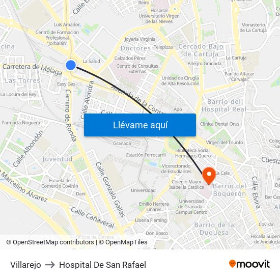 Villarejo to Hospital De San Rafael map