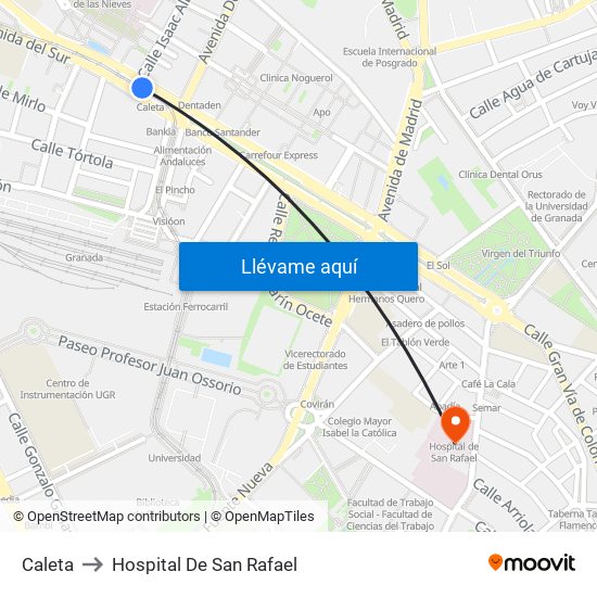 Caleta to Hospital De San Rafael map