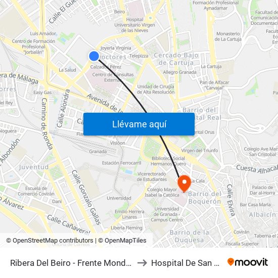 Ribera Del Beiro - Frente Mondragones to Hospital De San Rafael map