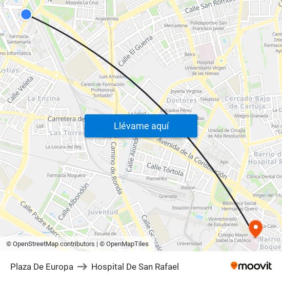 Plaza De Europa to Hospital De San Rafael map