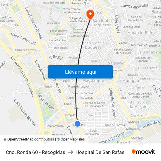 Cno. Ronda 60 - Recogidas to Hospital De San Rafael map