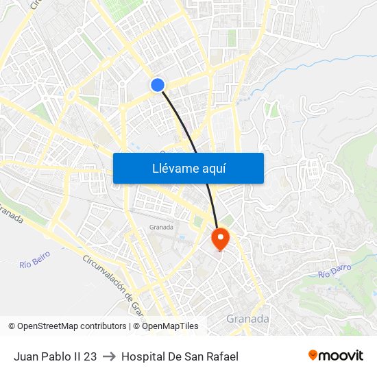 Juan Pablo II  23 to Hospital De San Rafael map