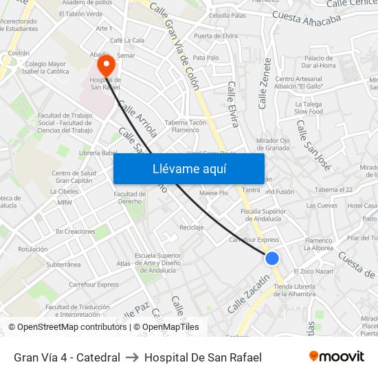 Gran Vía 4 - Catedral to Hospital De San Rafael map