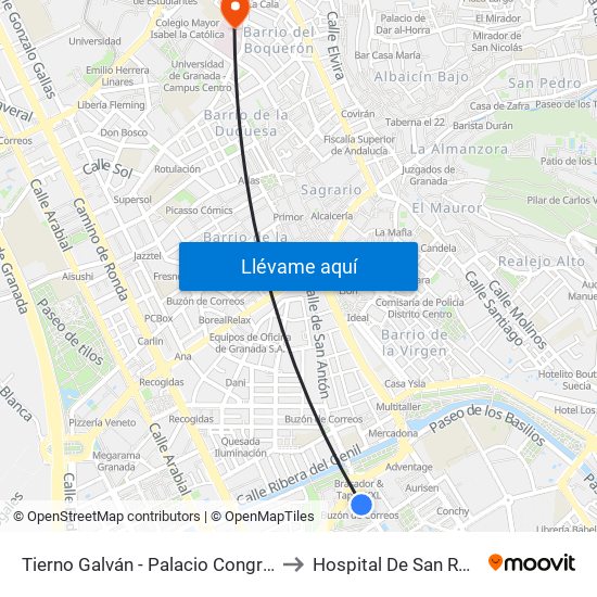 Tierno Galván - Palacio Congresos to Hospital De San Rafael map