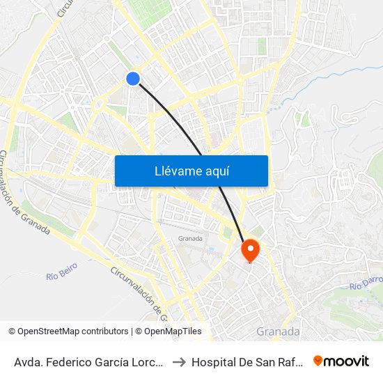 Avda. Federico García Lorca 9 to Hospital De San Rafael map