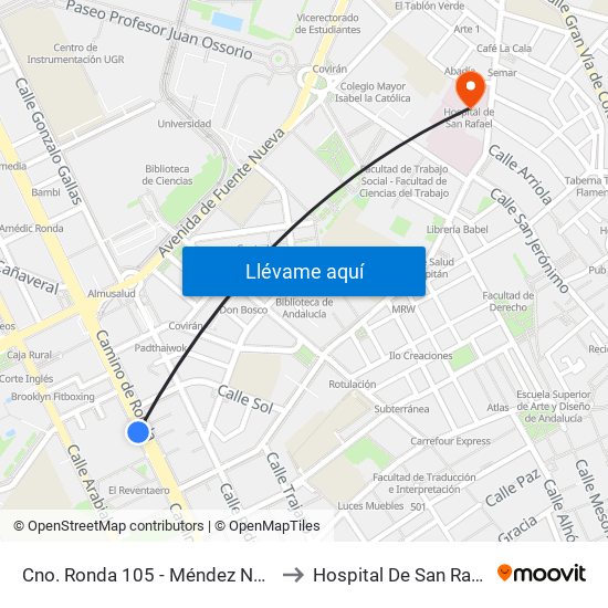 Cno. Ronda 105 - Méndez Núñez to Hospital De San Rafael map