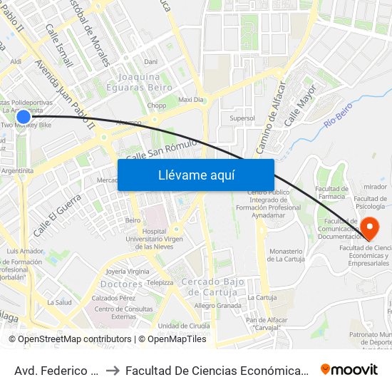 Avd. Federico Gª Lorca to Facultad De Ciencias Económicas Y Empresariales map