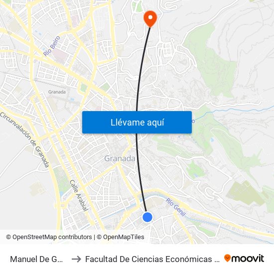 Manuel De Góngora 1 to Facultad De Ciencias Económicas Y Empresariales map