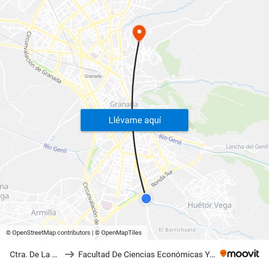 Ctra. De La Zubia 1 to Facultad De Ciencias Económicas Y Empresariales map