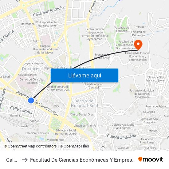 Caleta to Facultad De Ciencias Económicas Y Empresariales map