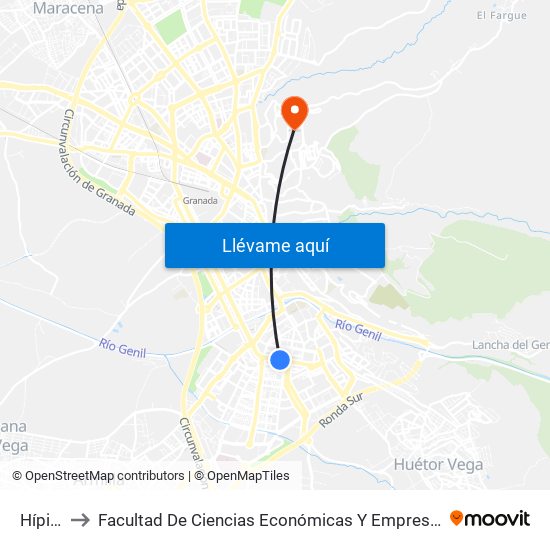 Hípica to Facultad De Ciencias Económicas Y Empresariales map