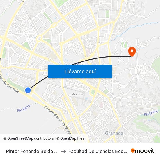 Pintor Fenando Belda - Fte Parque Alquerías to Facultad De Ciencias Económicas Y Empresariales map