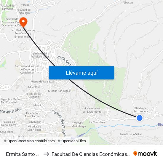 Ermita Santo Sepulcro to Facultad De Ciencias Económicas Y Empresariales map