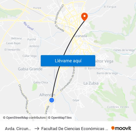 Avda. Circunvalación to Facultad De Ciencias Económicas Y Empresariales map