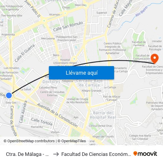 Ctra. De Málaga -  Frente Villarejo to Facultad De Ciencias Económicas Y Empresariales map