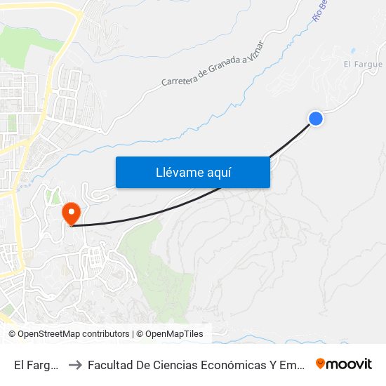 El Fargue 2 to Facultad De Ciencias Económicas Y Empresariales map