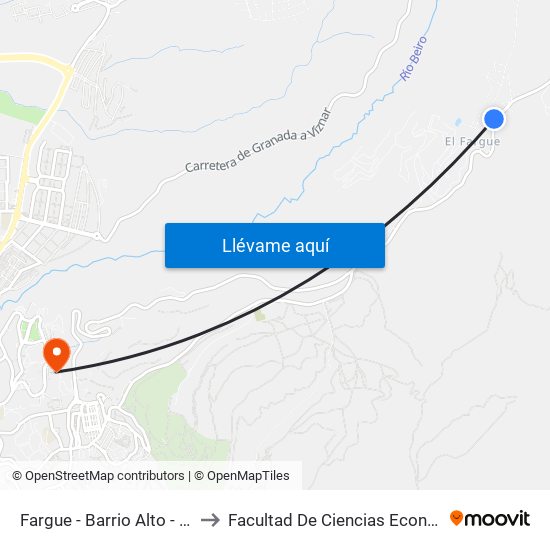 Fargue - Barrio Alto - Carretera De Murcia to Facultad De Ciencias Económicas Y Empresariales map