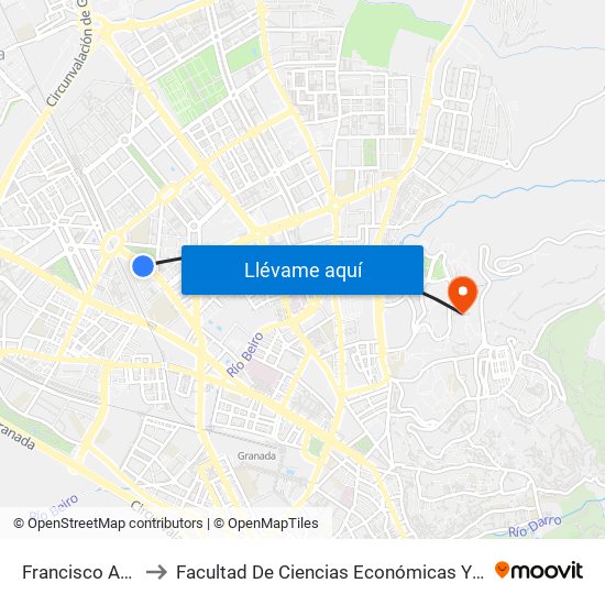 Francisco Ayala 81 to Facultad De Ciencias Económicas Y Empresariales map