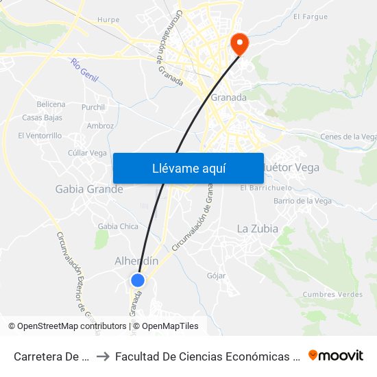 Carretera De Motril 6 to Facultad De Ciencias Económicas Y Empresariales map